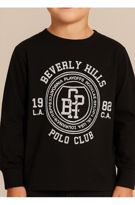 Μπλούζα μακό Για Αγόρι Beverly Hills Polo Club 76B1M0042 BLACK