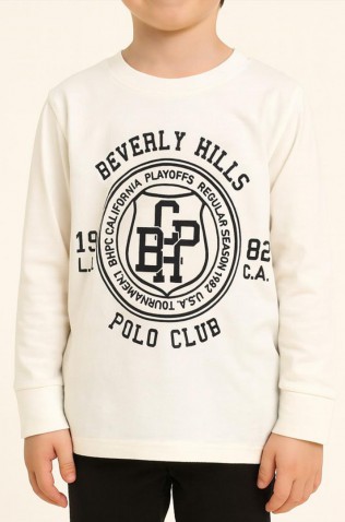 Μπλούζα μακό Για Αγόρι Beverly Hills Polo Club 76B1M0042 White