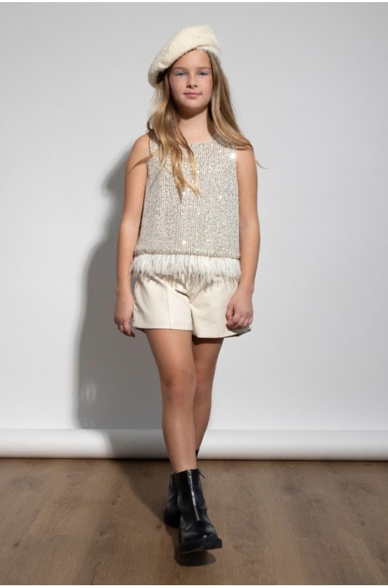 ΣΕΤ ΤΟΠ ΠΑΓΙΕΤΑ ΚΑΙ ΣΟΡΤΣ ΔΕΡΜΑΤΙΝΗ ALICE W25-A18141 ΕΚΡΟΥ