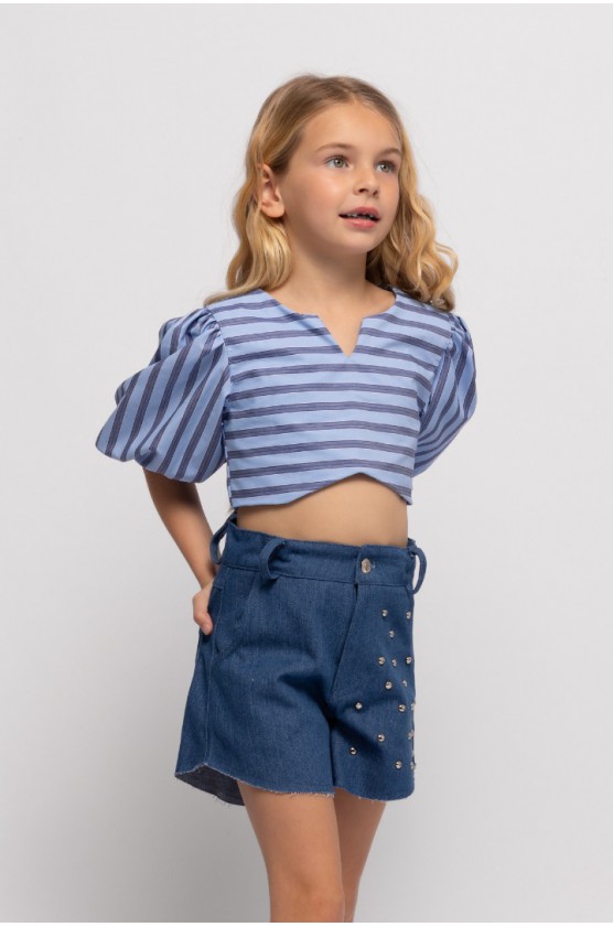 ΜΠΛΟΥΖΑ ΡΙΓΕ ΜΕ ΑΝΟΙΓΜΑ ΓΙΑ ΚΟΡΙΤΣΙΑ ALICE S26-A14022 ΜΠΛΕ