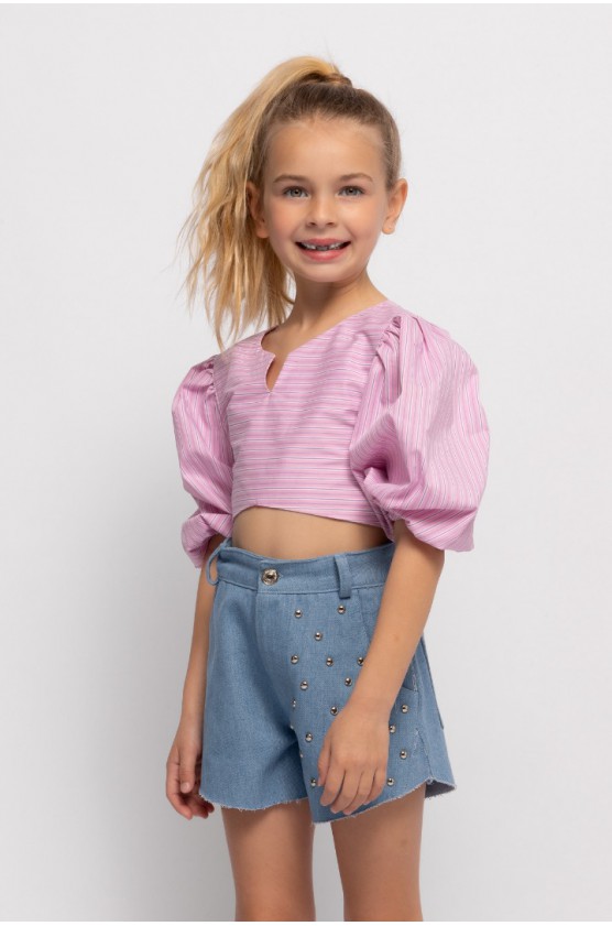 ΜΠΛΟΥΖΑ ΡΙΓΕ ΜΕ ΑΝΟΙΓΜΑ ΓΙΑ ΚΟΡΙΤΣΙΑ ALICE S26-A14021 ΡΟΖ