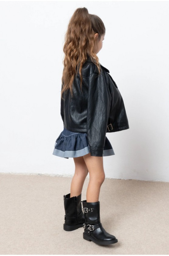 ΜΠΟΥΦΑΝ BIKER ΜΕ ΕΦΕ ΔΕΡΜΑΤΟΣ ALICE W25-13011 ΜΑΥΡΟ