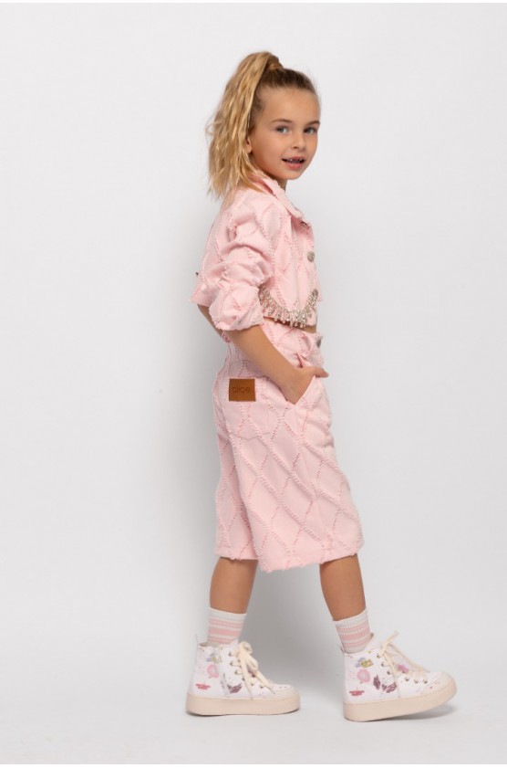 TZAKET ΤΖΙΝ  ΜΕ ΚΡΥΣΤΑΛΛΑ laser cut ΓΙΑ ΚΟΡΙΤΣΙΑ ALICE S26-A13011 ΡΟΖ