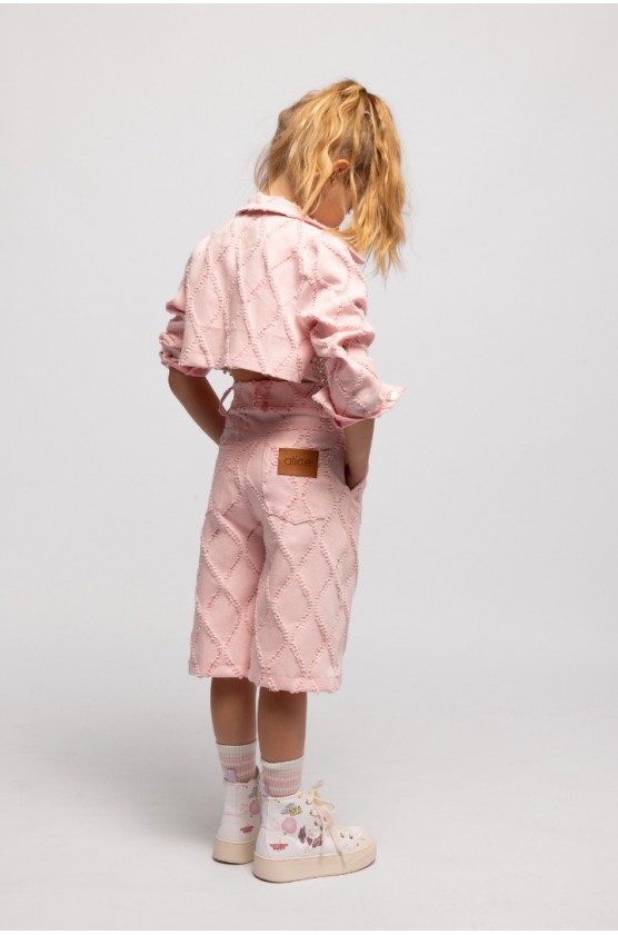 TZAKET ΤΖΙΝ  ΜΕ ΚΡΥΣΤΑΛΛΑ laser cut ΓΙΑ ΚΟΡΙΤΣΙΑ ALICE S26-A13011 ΡΟΖ