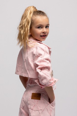 TZAKET ΤΖΙΝ  ΜΕ ΚΡΥΣΤΑΛΛΑ laser cut ΓΙΑ ΚΟΡΙΤΣΙΑ ALICE S26-A13011 ΡΟΖ