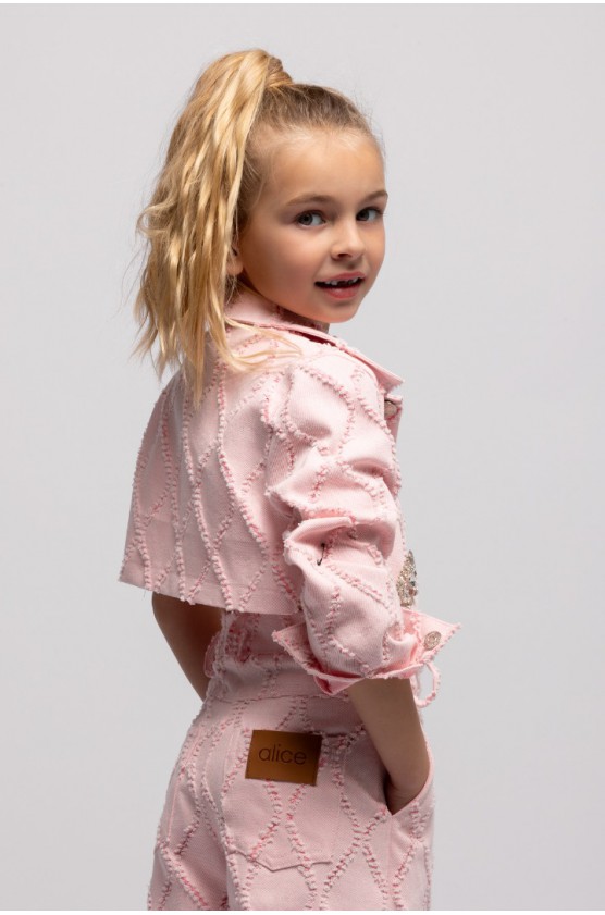 TZAKET ΤΖΙΝ  ΜΕ ΚΡΥΣΤΑΛΛΑ laser cut ΓΙΑ ΚΟΡΙΤΣΙΑ ALICE S26-A13011 ΡΟΖ