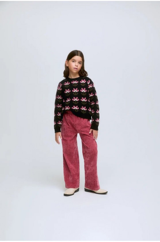 Πουλόβερ με τύπωμα λουλουδιών Babouska για κορίτσια Compania Fantastica 10352 μαύρο