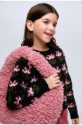 Πουλόβερ με τύπωμα λουλουδιών Babouska για κορίτσια Compania Fantastica 10352 μαύρο