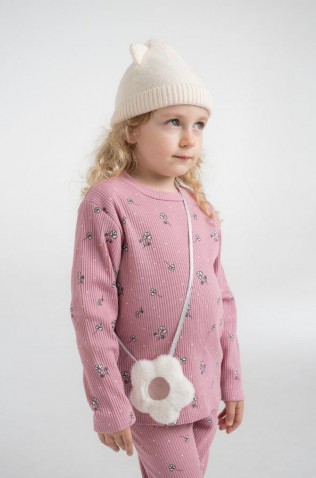 Σετ μπλούζα με  κολάν ριμπ EBITA 255228 Ροζ