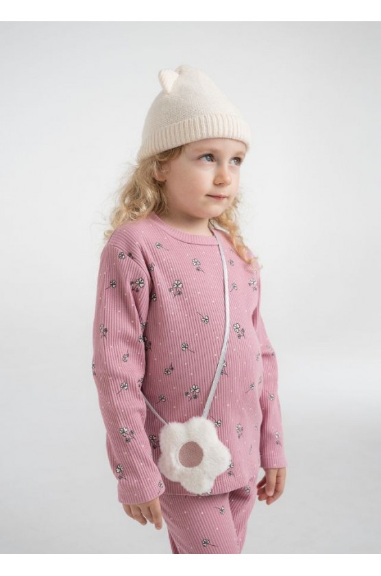 Σετ μπλούζα με  κολάν ριμπ EBITA 255228 Ροζ