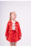 Σετ Φούστα, μπλούζα και πανωφόρι για μικρά κορίτσια EBITA 242210 κόκκινο