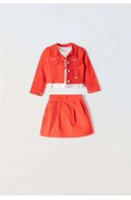 Σετ Φούστα, μπλούζα και πανωφόρι για μικρά κορίτσια EBITA 242210 κόκκινο