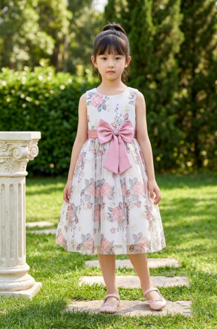 Φόρεμα αμάνικο για μικρά κορίτσια  Pretty baby L165 FLORAL ΛΕΥΚΟ