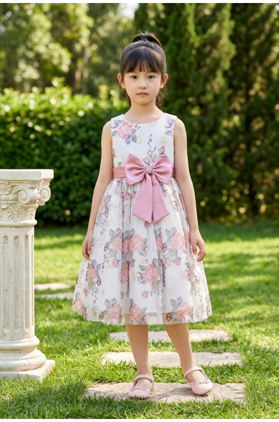 Φόρεμα αμάνικο για μικρά κορίτσια  Pretty baby L165 FLORAL ΛΕΥΚΟ