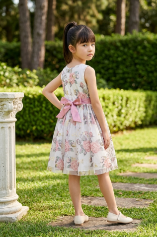 Φόρεμα αμάνικο για μικρά κορίτσια  Pretty baby L165 FLORAL ΛΕΥΚΟ