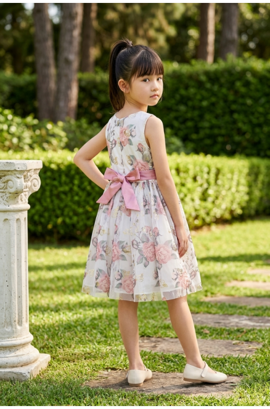 Φόρεμα αμάνικο για μικρά κορίτσια  Pretty baby L165 FLORAL ΛΕΥΚΟ
