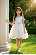 Φόρεμα τούλινο αμάνικο για μικρά κορίτσια  Pretty baby L155 λευκό