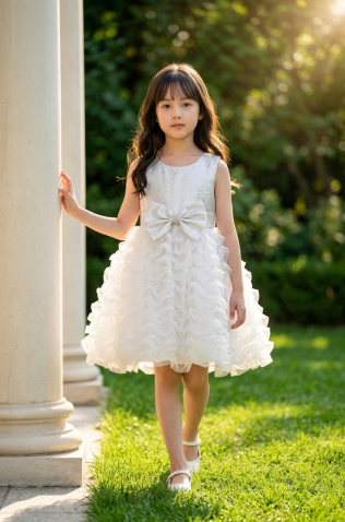 Φόρεμα τούλινο αμάνικο για μικρά κορίτσια  Pretty baby L155 λευκό