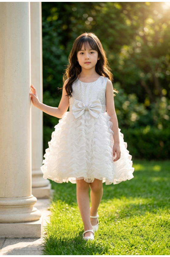 Φόρεμα τούλινο αμάνικο για μικρά κορίτσια  Pretty baby L155 λευκό