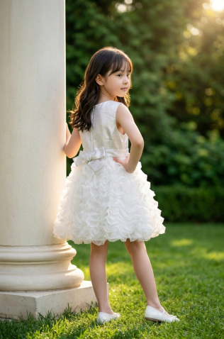 Φόρεμα τούλινο αμάνικο για μικρά κορίτσια  Pretty baby L155 λευκό