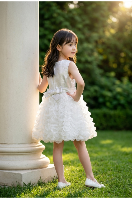Φόρεμα τούλινο αμάνικο για μικρά κορίτσια  Pretty baby L155 λευκό