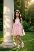 Φόρεμα τούλινο αμάνικο για μικρά κορίτσια  Pretty baby L155 ροζ