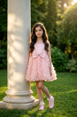 Φόρεμα τούλινο αμάνικο για μικρά κορίτσια  Pretty baby L155 ροζ