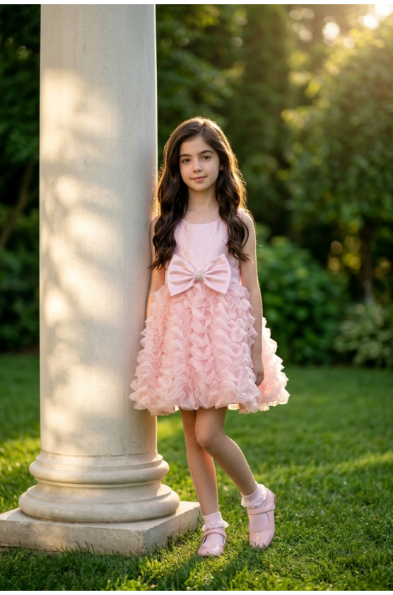 Φόρεμα τούλινο αμάνικο για μικρά κορίτσια  Pretty baby L155 ροζ