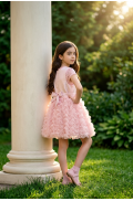 Φόρεμα τούλινο αμάνικο για μικρά κορίτσια  Pretty baby L155 ροζ