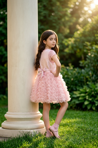 Φόρεμα τούλινο αμάνικο για μικρά κορίτσια  Pretty baby L155 ροζ