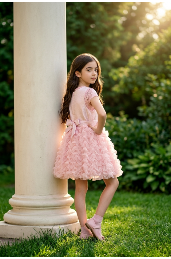 Φόρεμα τούλινο αμάνικο για μικρά κορίτσια  Pretty baby L155 ροζ