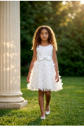 Φόρεμα τούλινο αμάνικο για μικρά κορίτσια  Pretty baby L168 λευκό