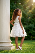 Φόρεμα τούλινο αμάνικο για μικρά κορίτσια  Pretty baby L168 λευκό