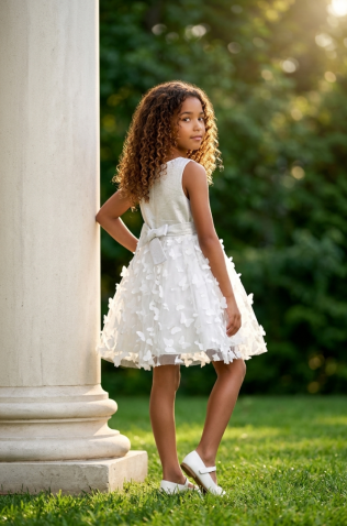 Φόρεμα τούλινο αμάνικο για μικρά κορίτσια  Pretty baby L168 λευκό