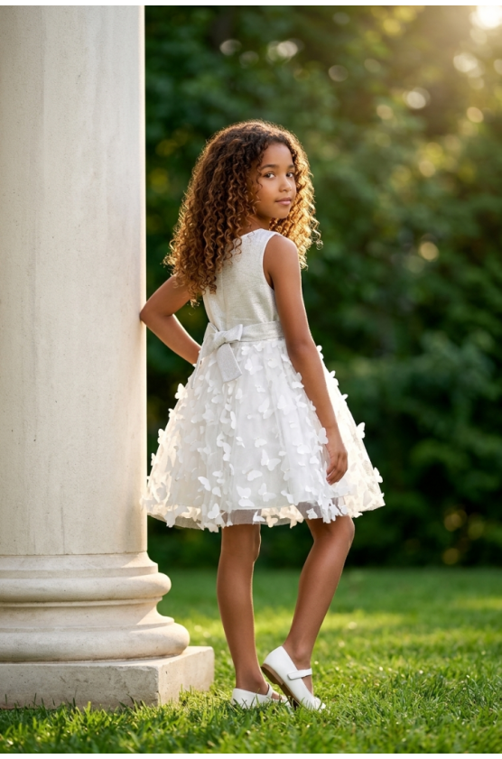 Φόρεμα τούλινο αμάνικο για μικρά κορίτσια  Pretty baby L168 λευκό