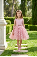 Φόρεμα τούλινο αμάνικο για μικρά κορίτσια  Pretty baby L168 σάπιο μήλο