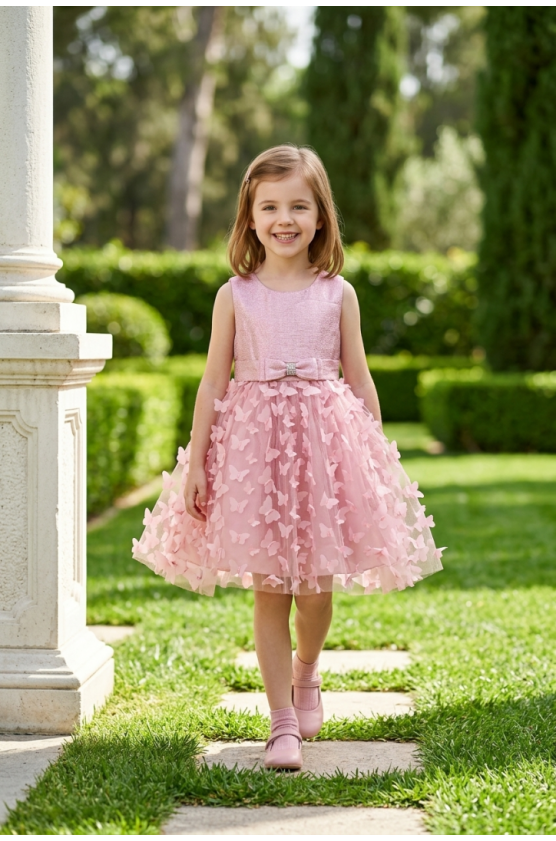 Φόρεμα τούλινο αμάνικο για μικρά κορίτσια  Pretty baby L168 σάπιο μήλο
