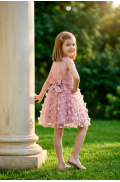 Φόρεμα τούλινο αμάνικο για μικρά κορίτσια  Pretty baby L168 σάπιο μήλο