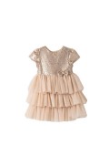 Παιδικό Φόρεμα Κοντομάνικο με Παγιέτες  EBITA 243291 Χρυσό-μπεζ