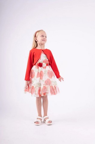 Σετ Φόρεμα με μπολερό  για μικρά κορίτσια EBITA 242207 κόκκινο