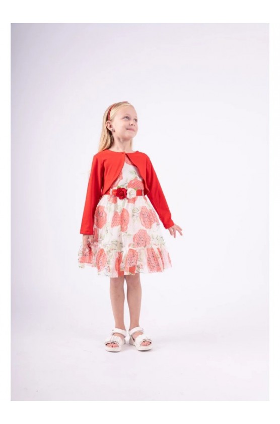Σετ Φόρεμα με μπολερό  για μικρά κορίτσια EBITA 242207 κόκκινο