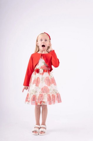Σετ Φόρεμα με μπολερό  για μικρά κορίτσια EBITA 242207 κόκκινο