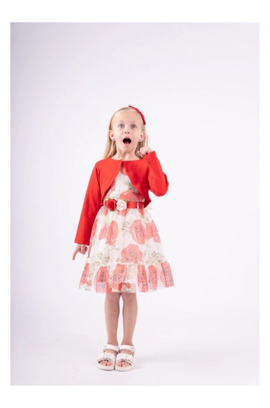 Σετ Φόρεμα με μπολερό  για μικρά κορίτσια EBITA 242207 κόκκινο