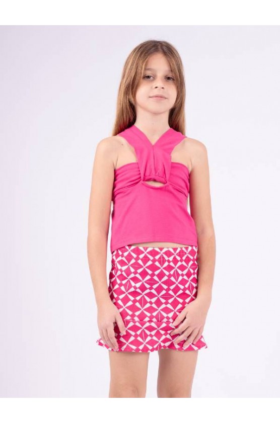 Σετ μπλούζα  Crop top και φούστα για  κορίτσια EBITA 242082 φούξια