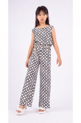 Ολοσωμή παντελόνα για κορίτσια EBITA 242089 εκρού-μαύρο