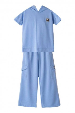 Σετ μπλούζα με παντελόνα cargo  για  κορίτσια EBITA  242092 σιέλ