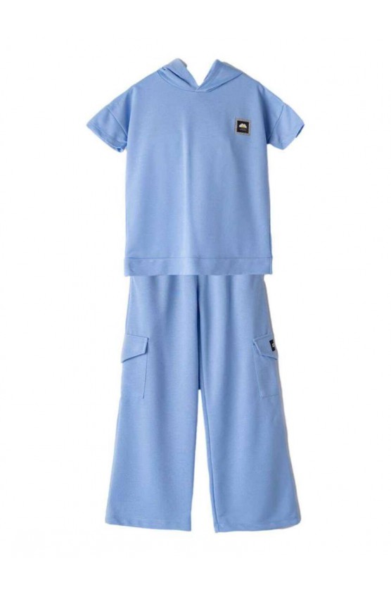 Σετ μπλούζα με παντελόνα cargo  για  κορίτσια EBITA  242092 σιέλ