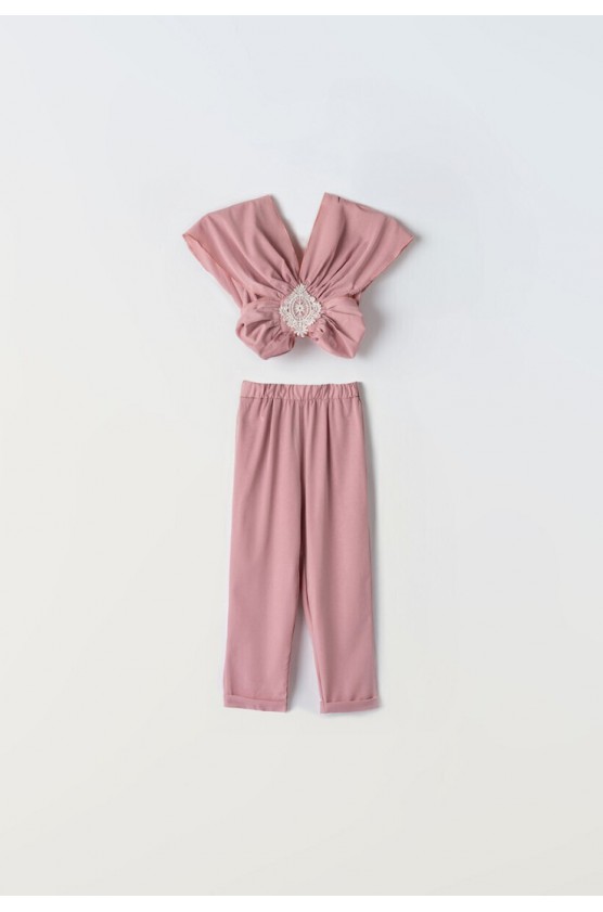 Σετ τοπ με παντελόνα  για  κορίτσια EBITA  242108 ροζ