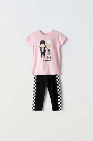 Σετ Μπλούζα με κολάν κάπρι Για Κορίτσι EBITA 242121 ροζ