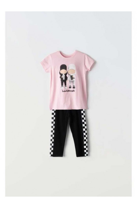 Σετ Μπλούζα με κολάν κάπρι Για Κορίτσι EBITA 242121 ροζ